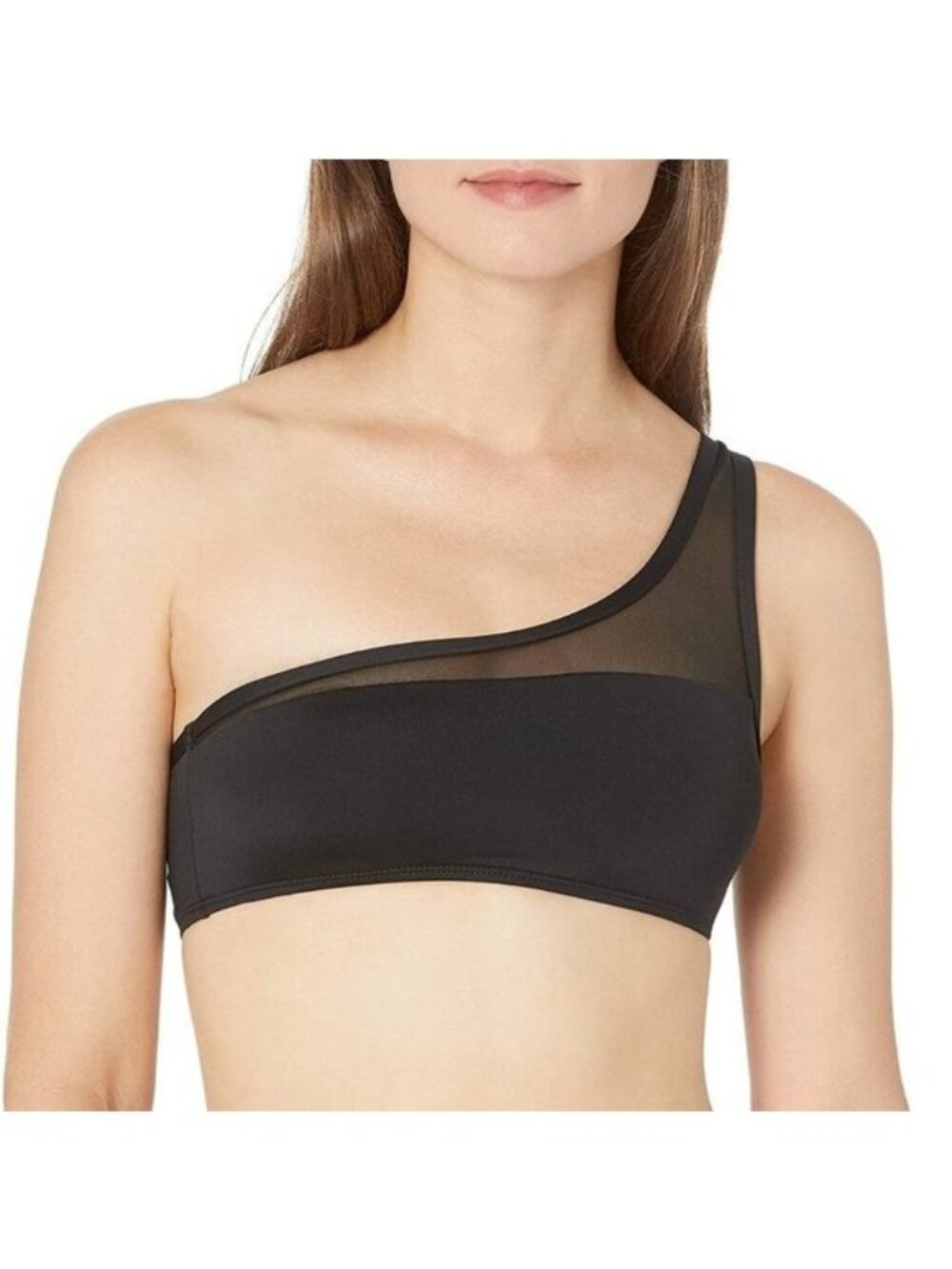 La Blanca One Shoulder Bikini Swimsuit Top, Black, Size 10